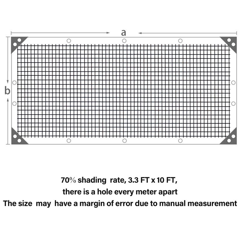 winemana 70% Black Shade Cloth  3.3 x 10 FT Garden Mesh Tarp for Plants Heat Protection with Grommets  Sunshade Plant Cover for Greenhouse  Barns Kennel  Outdoor Netting Screens for Patio & Porch - Image 3